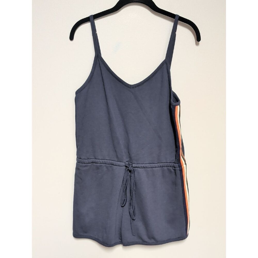Honey PunchโNavy Romper with Orange & White Side Stripes